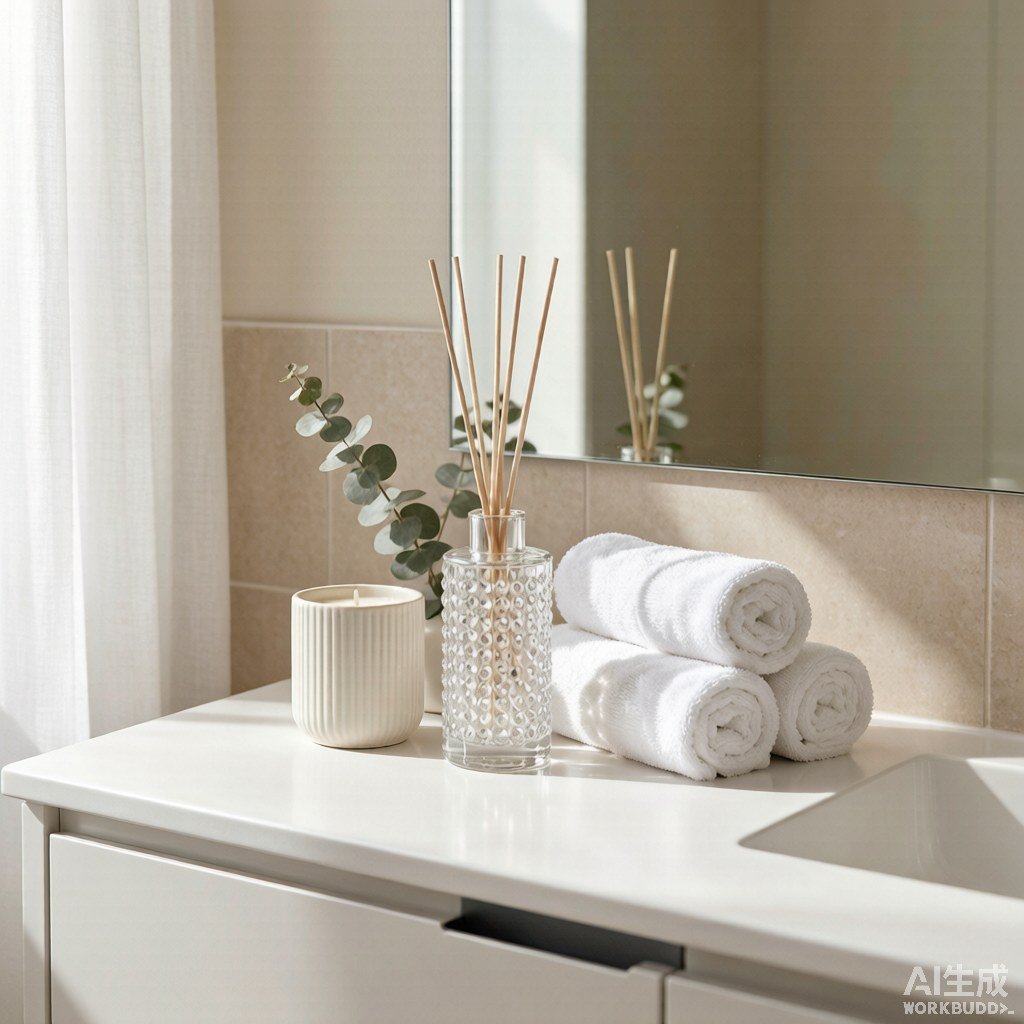 Reed diffusers and candles in a warm lifestyle setting